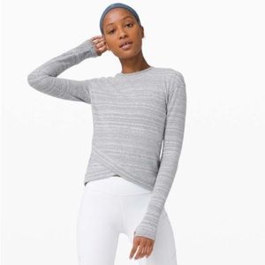 Lululemon Close to Crossing Long Sleeve Rulu Vivid Stripe Jacquard Asphalt White